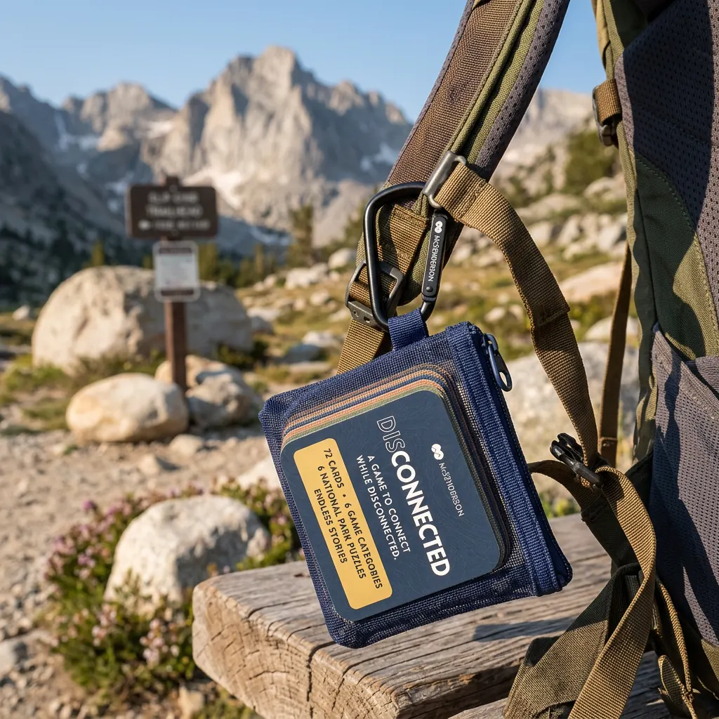 Disconnected pouch clipped to a hiking backpack
